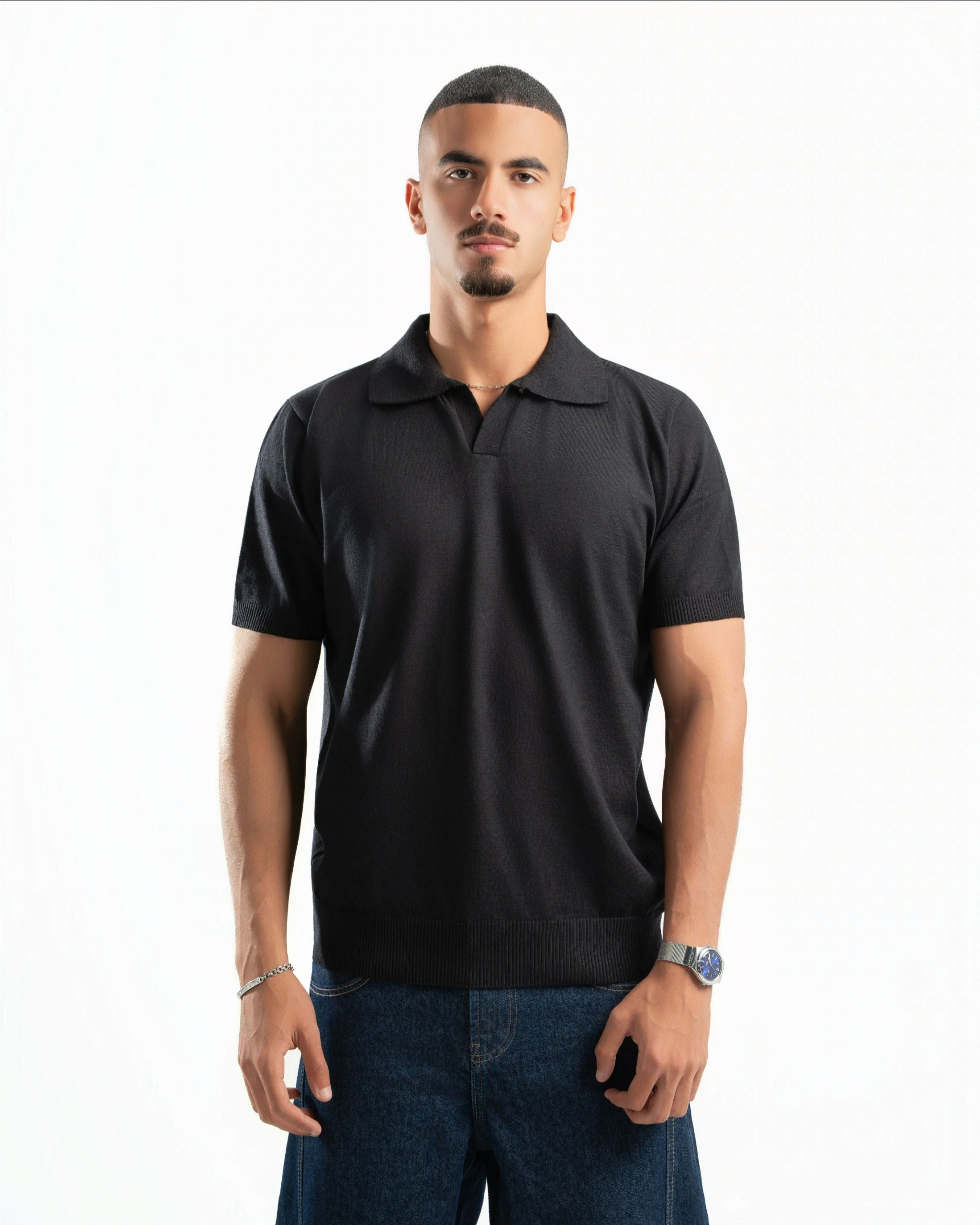 Riviera Knit Polo Black