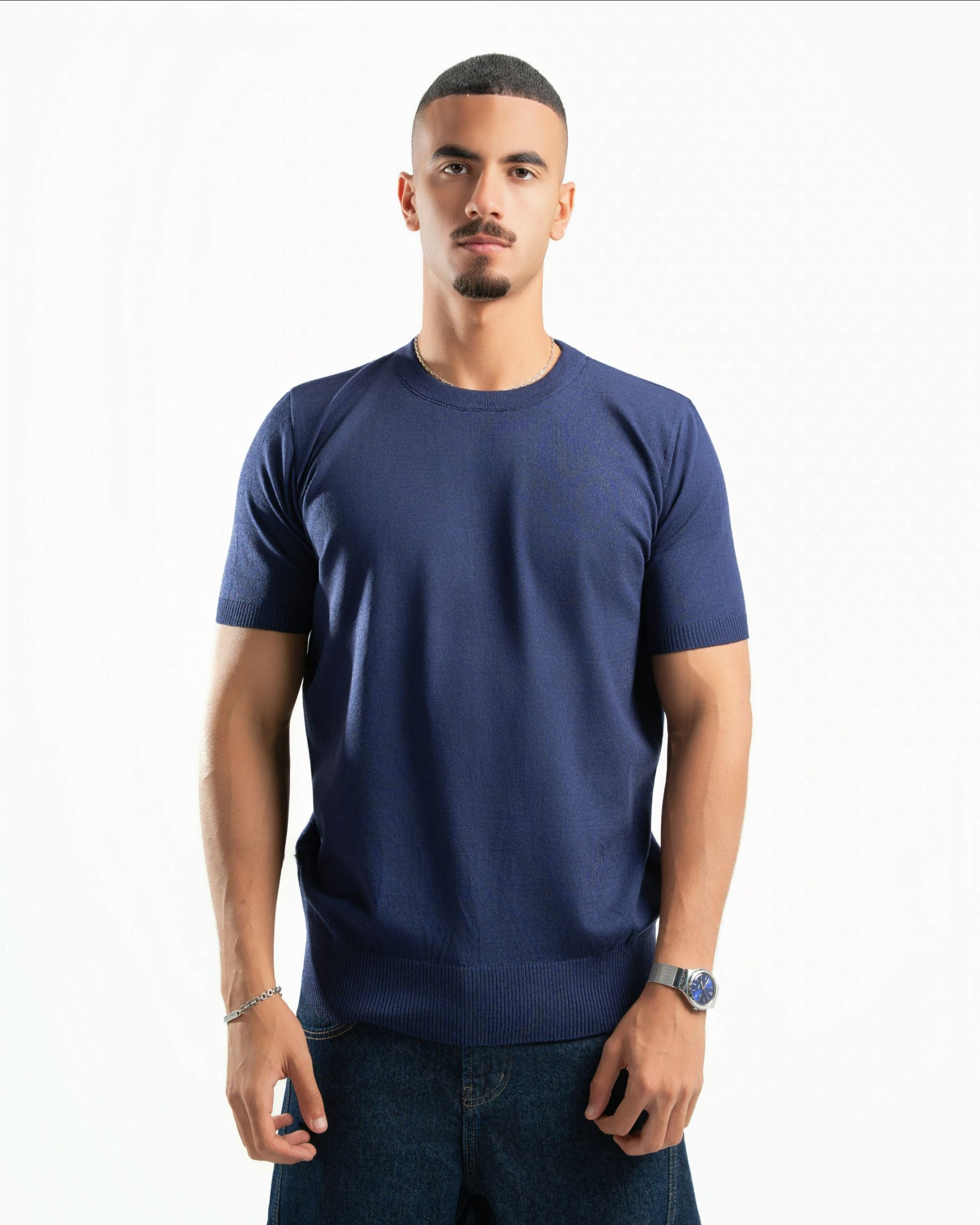 Basic Knit T-Shirt Navy