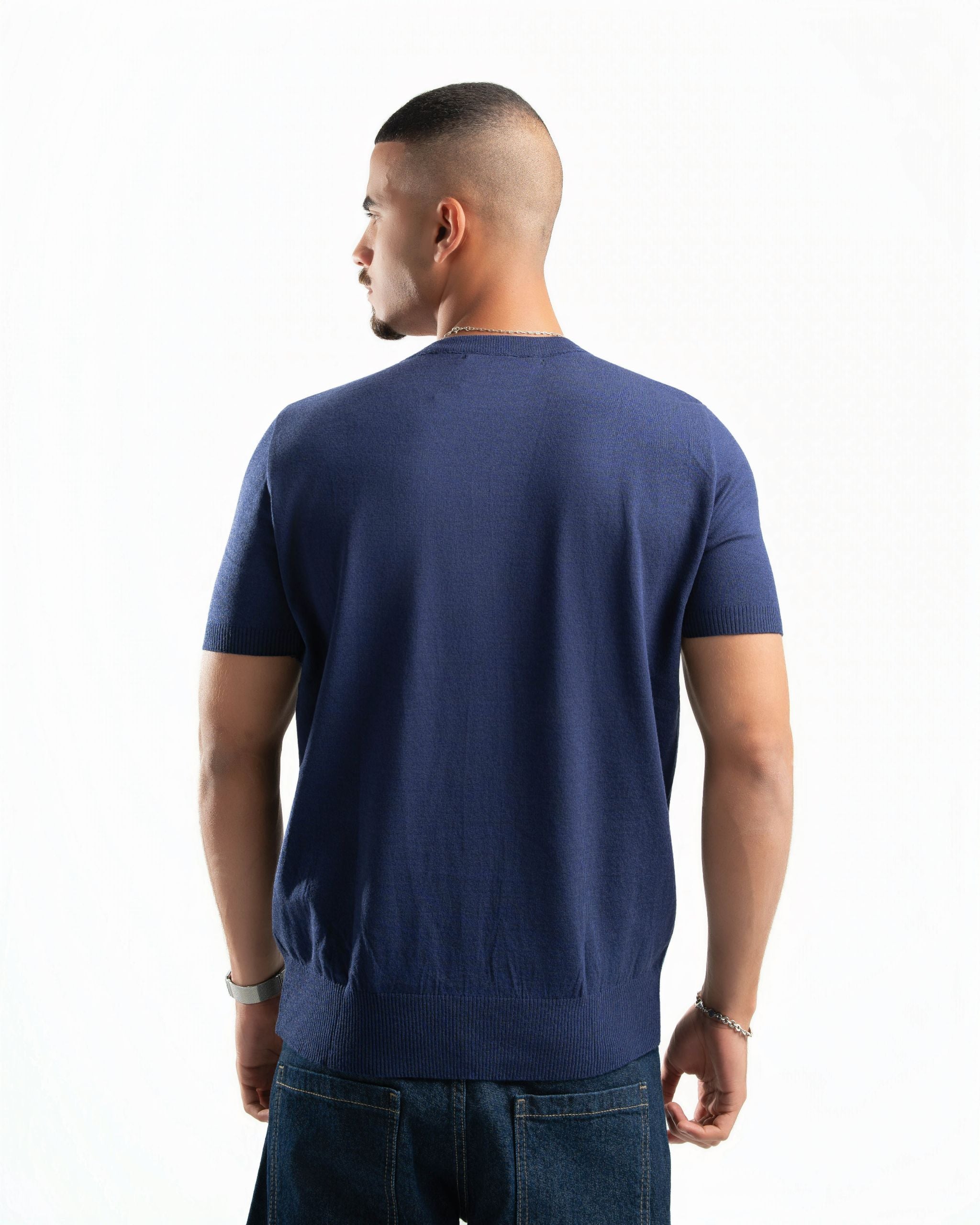 Basic Knit T-Shirt Navy