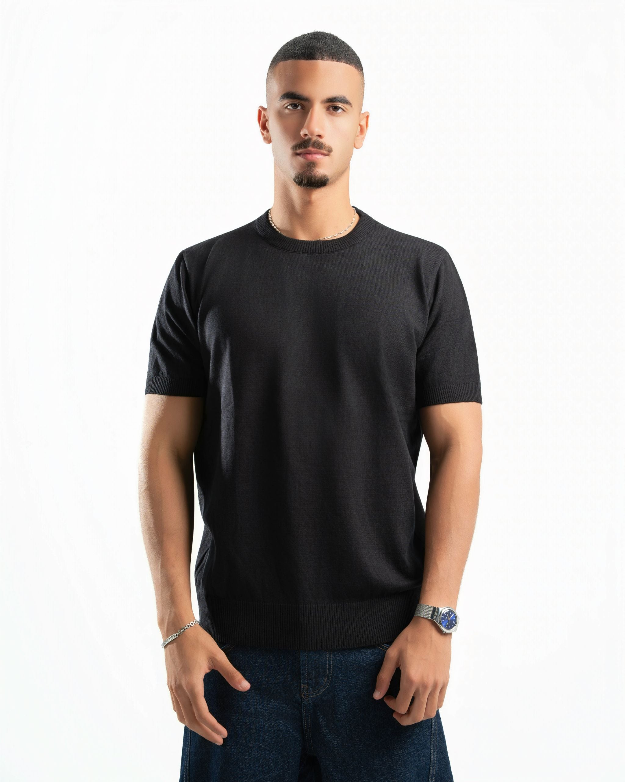 Basic Knit T-Shirt Black