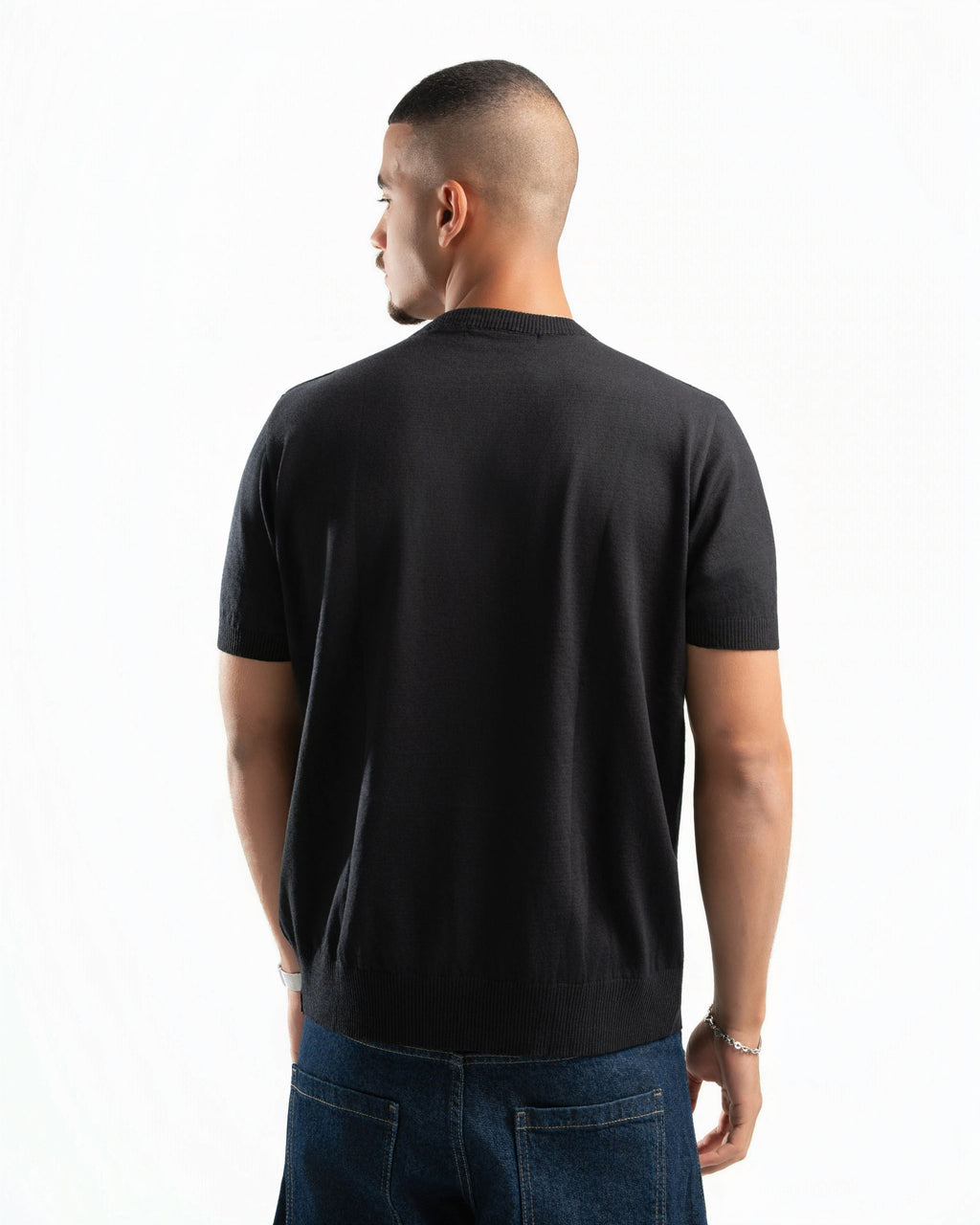 Basic Knit T-Shirt Black