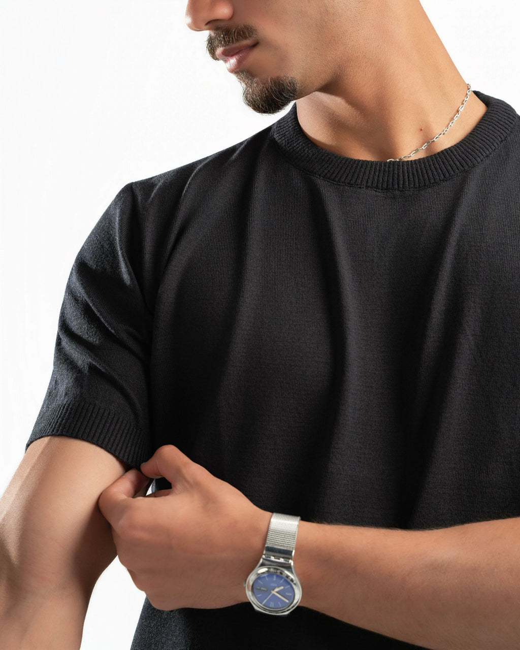Basic Knit T-Shirt Black