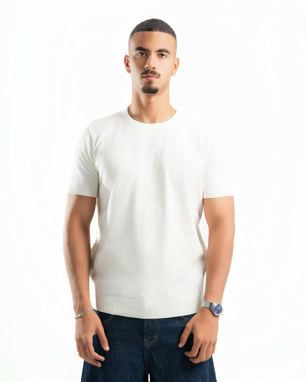 Basic Knit T-Shirt Off-White