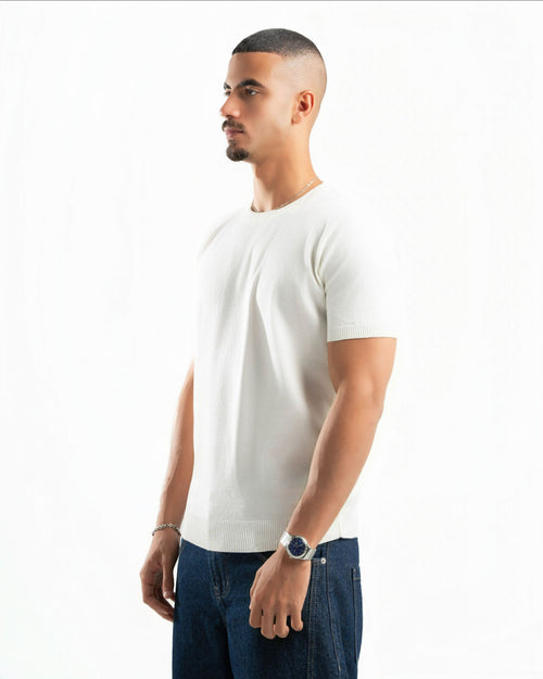 Basic Knit T-Shirt Off-White