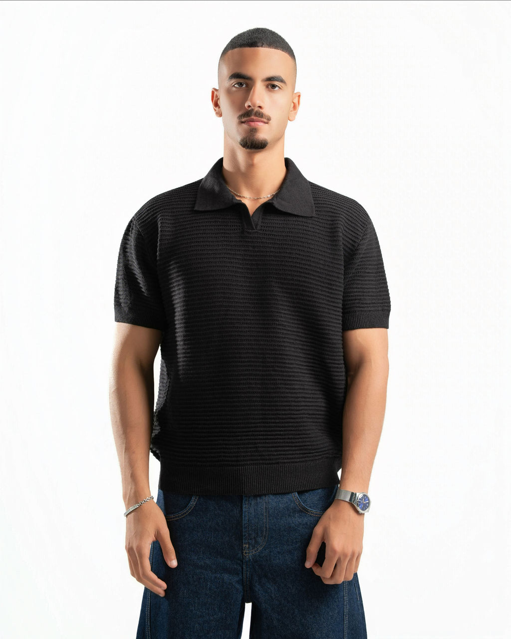 Monaco Knit Polo Black